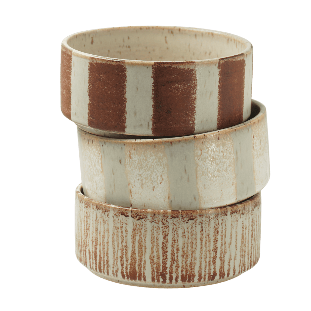 Frukostskål i keramik – brun randig