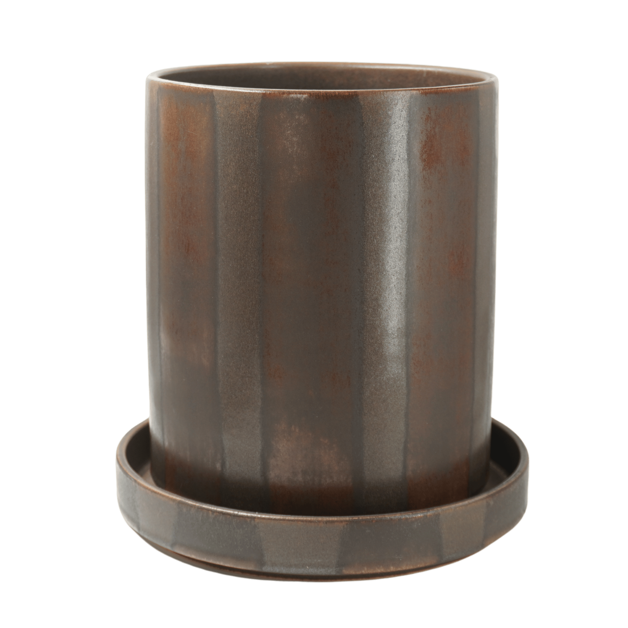 Bredrandig kruka med fat - Liten